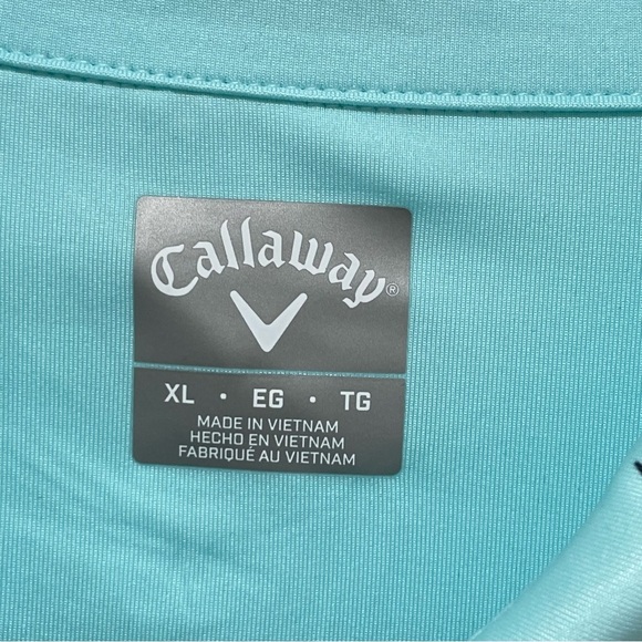 NWT Callaway Men’s XL Short Sleeve Golf Polo Aqua Blue Collar Performance - Picture 4 of 9